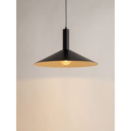 Candeeiro suspenso CAPRI 1xE27/15W/230V diâmetro 50 cm preto/dourado