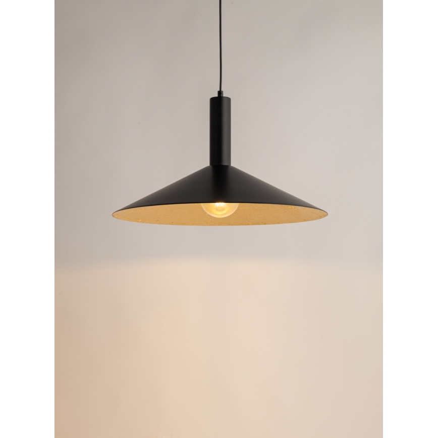 Candeeiro suspenso CAPRI 1xE27/15W/230V diâmetro 50 cm preto/dourado