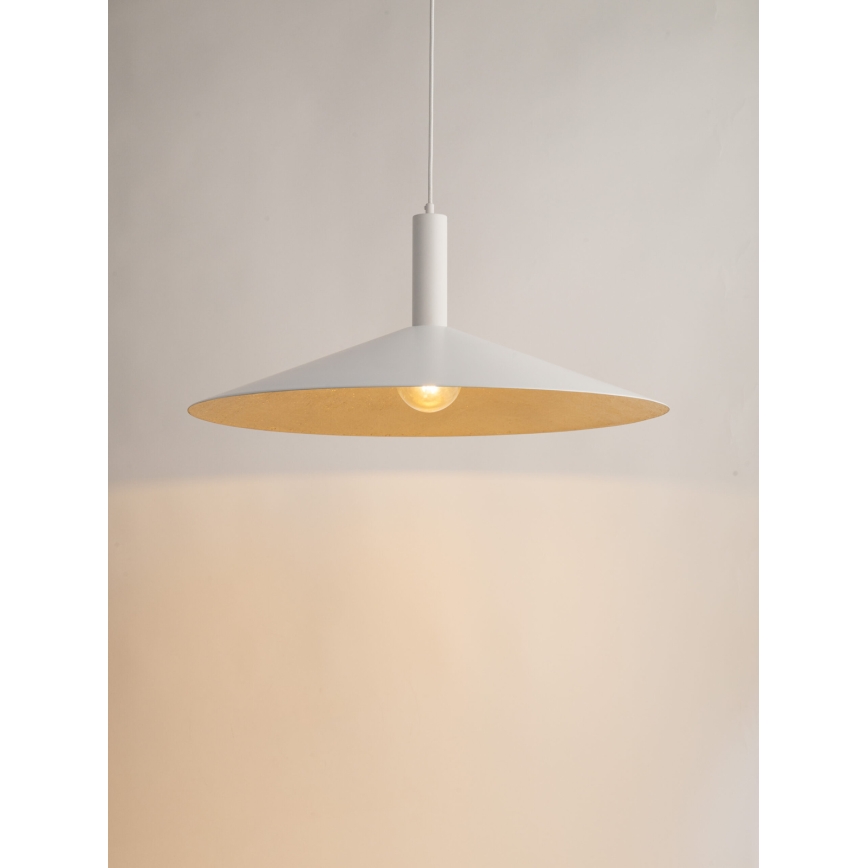 Candeeiro suspenso CAPRI 1xE27/15W/230V diâmetro 70 cm branco/dourado