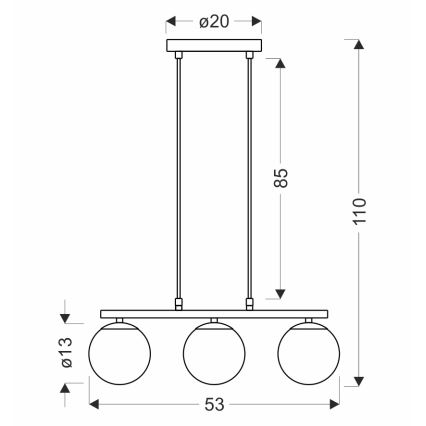Candeeiro suspenso CARRINE 3xE14/40W/230V castanho