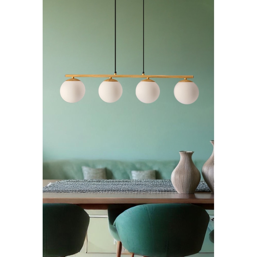 Candeeiro suspenso CARRINE 4xE14/40W/230V castanho