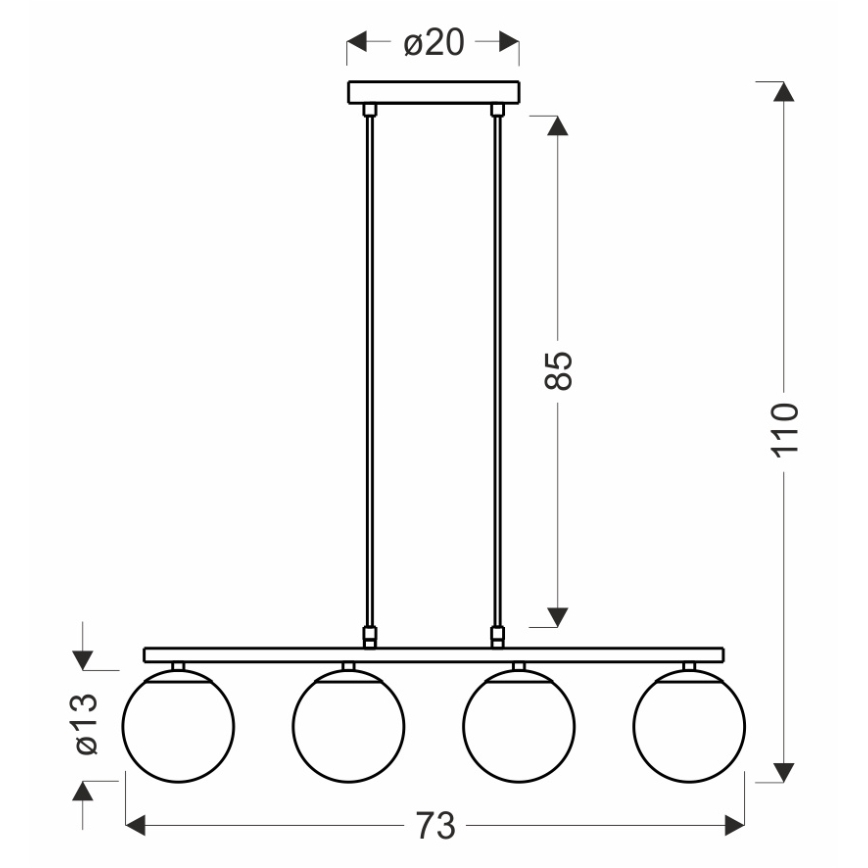 Candeeiro suspenso CARRINE 4xE14/40W/230V castanho