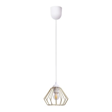 Candeeiro suspenso CEED GOLD 1xE27/60W/230V diâmetro 17,5 cm branco/dourado