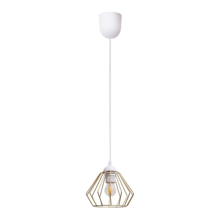 Candeeiro suspenso CEED GOLD 1xE27/60W/230V diâmetro 17,5 cm branco/dourado