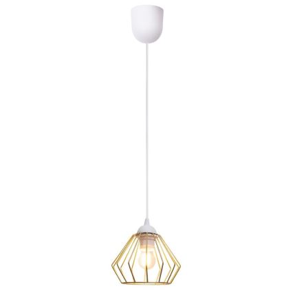 Candeeiro suspenso CEED GOLD 1xE27/60W/230V diâmetro 17,5 cm branco/dourado