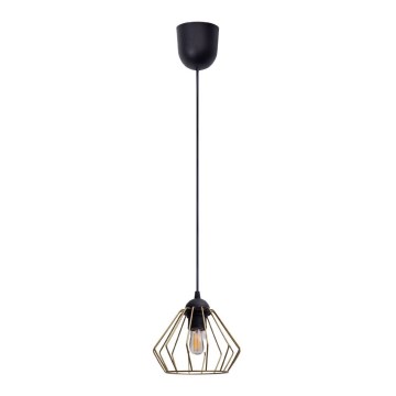 Candeeiro suspenso CEED GOLD 1xE27/60W/230V diâmetro 17,5 cm preto/dourado