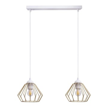 Candeeiro suspenso CEED GOLD 2xE27/60W/230V branco/dourado