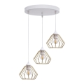 Candeeiro suspenso CEED GOLD 3xE27/60W/230V diâmetro 45 cm branco/dourado