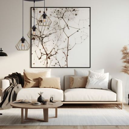 Candeeiro suspenso CEED GOLD 3xE27/60W/230V diâmetro 45 cm preto/dourado