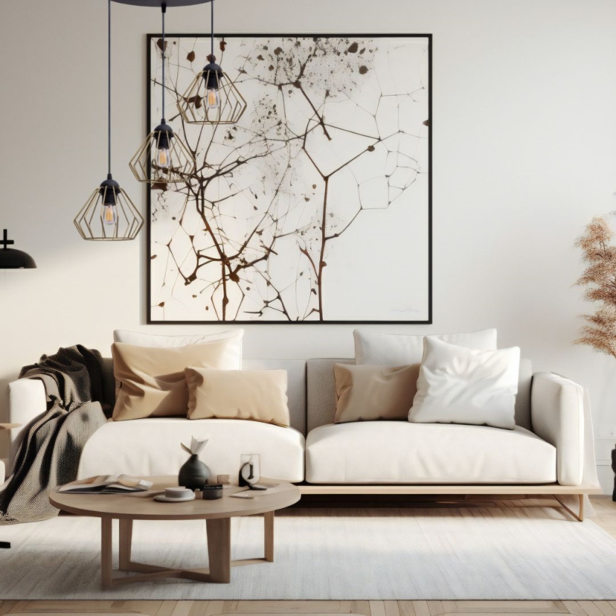 Candeeiro suspenso CEED GOLD 3xE27/60W/230V diâmetro 45 cm preto/dourado