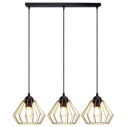 Candeeiro suspenso CEED GOLD 3xE27/60W/230V preto/dourado