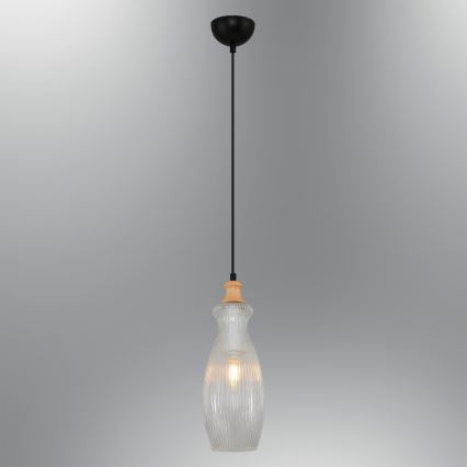 Candeeiro suspenso com cabo BOTTLE 1xE14/4W/230V transparente