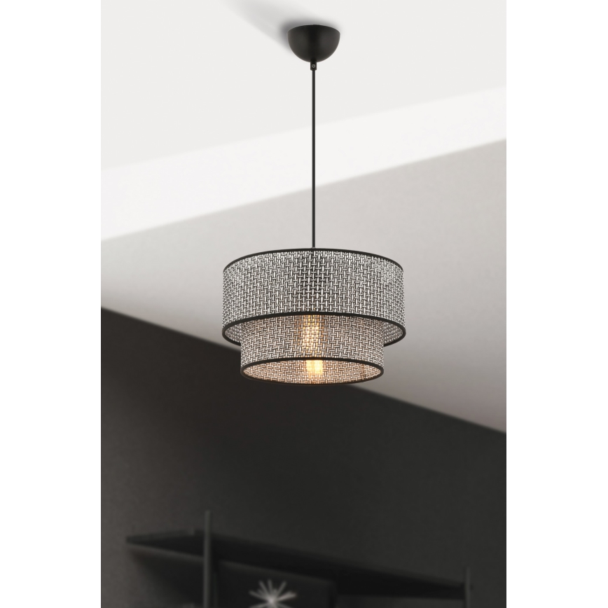 Candeeiro suspenso com cabo ECHO 1xE27/60W/230V cinzento/preto