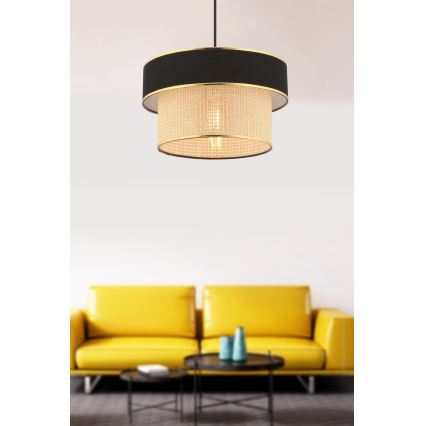 Candeeiro suspenso com cabo ERO 1xE27/60W/230V preto/bege