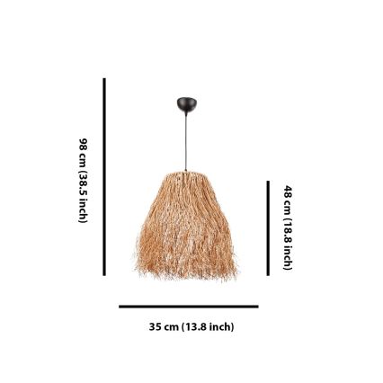 Candeeiro suspenso com cabo FRINGE 1xE27/40W/230V, cúpula em ráfia