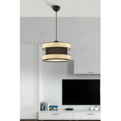 Candeeiro suspenso com cabo HALO 1xE27/60W/230V preto/bege