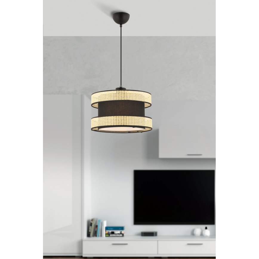 Candeeiro suspenso com cabo HALO 1xE27/60W/230V preto/bege