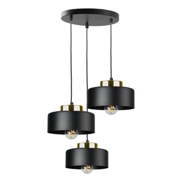 Candeeiro suspenso com cabo IGNIA 3xE27/60W/230V preto