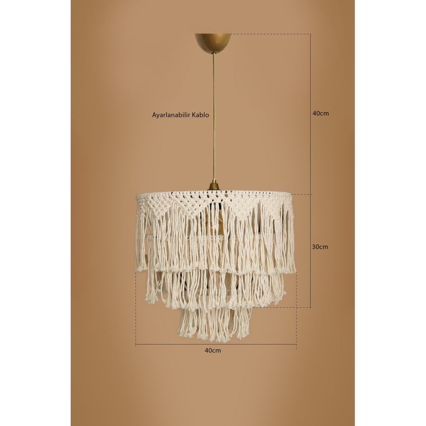 Candeeiro suspenso com cabo RIMINI 1xE27/40W/230V cor creme