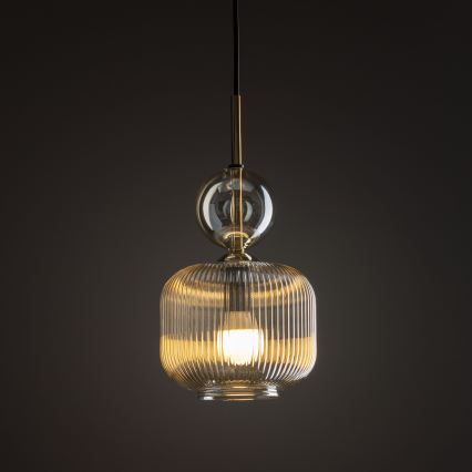 Candeeiro suspenso com cabo SOPHIA 1xE14/10W/230V preto/bege fumê
