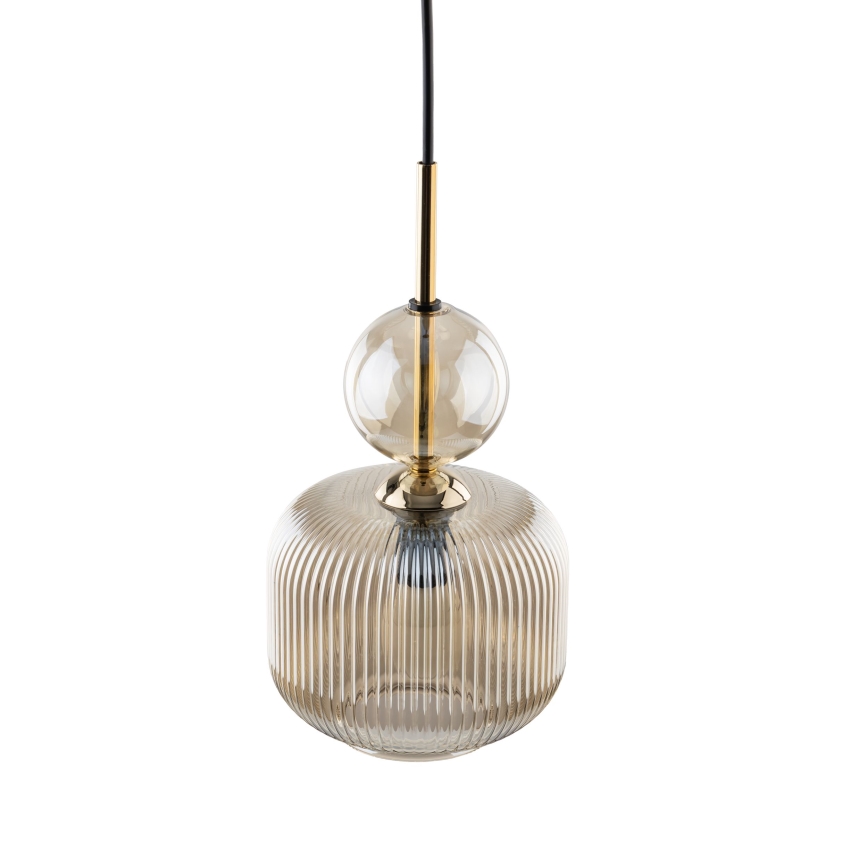 Candeeiro suspenso com cabo SOPHIA 1xE14/10W/230V preto/bege fumê