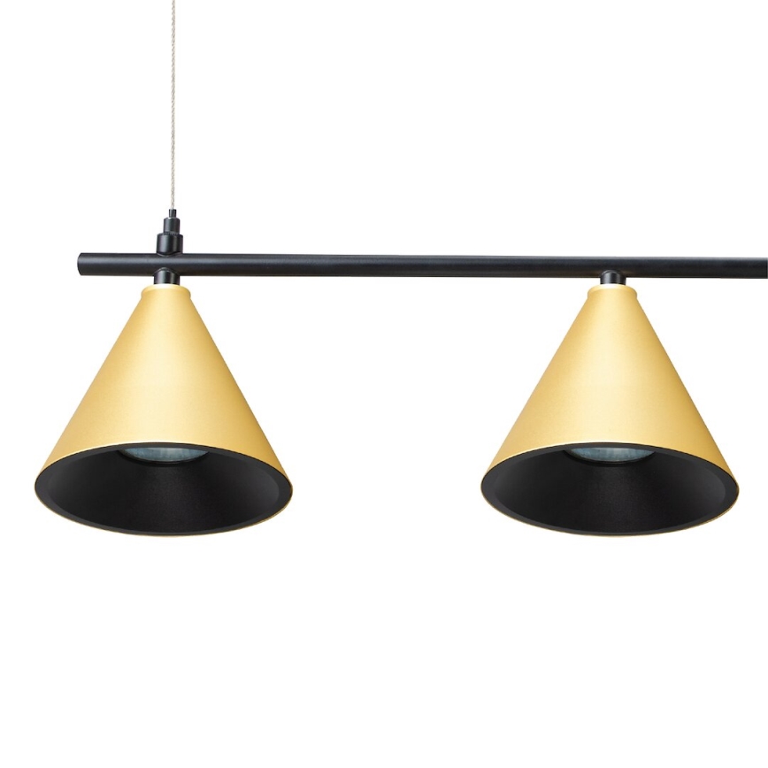 Candeeiro suspenso CONE 4xGU10/10W/230V dourado/preto