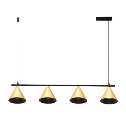 Candeeiro suspenso CONE 4xGU10/10W/230V dourado/preto