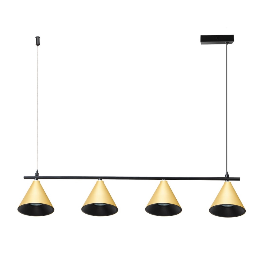 Candeeiro suspenso CONE 4xGU10/10W/230V dourado/preto