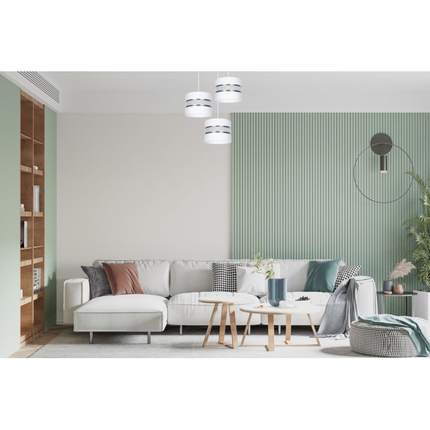 Candeeiro suspenso CORAL 3xE27/60W/230V branco/cromado mate diâmetro 45 cm
