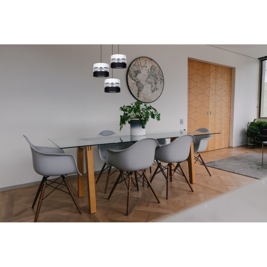 Candeeiro suspenso CORAL 3xE27/60W/230V preto/branco/cromado mate diâmetro 45 cm