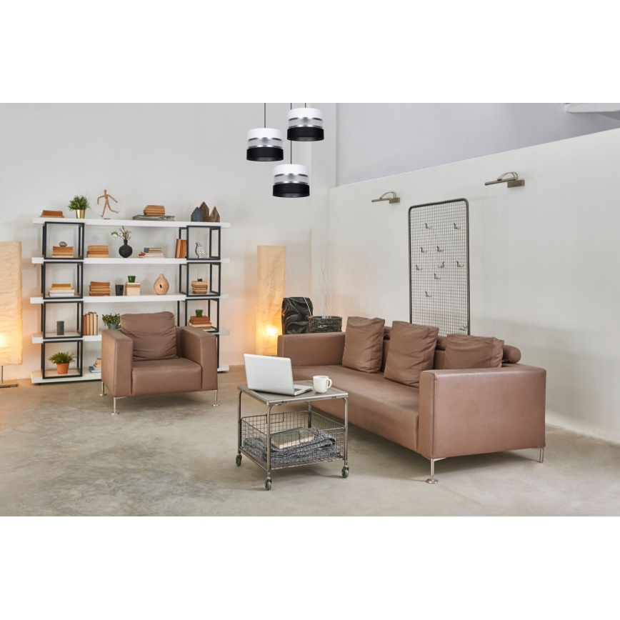 Candeeiro suspenso CORAL 3xE27/60W/230V preto/branco/cromado mate diâmetro 45 cm