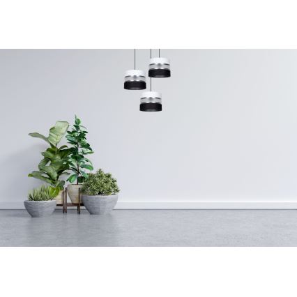 Candeeiro suspenso CORAL 3xE27/60W/230V preto/branco/cromado mate diâmetro 45 cm