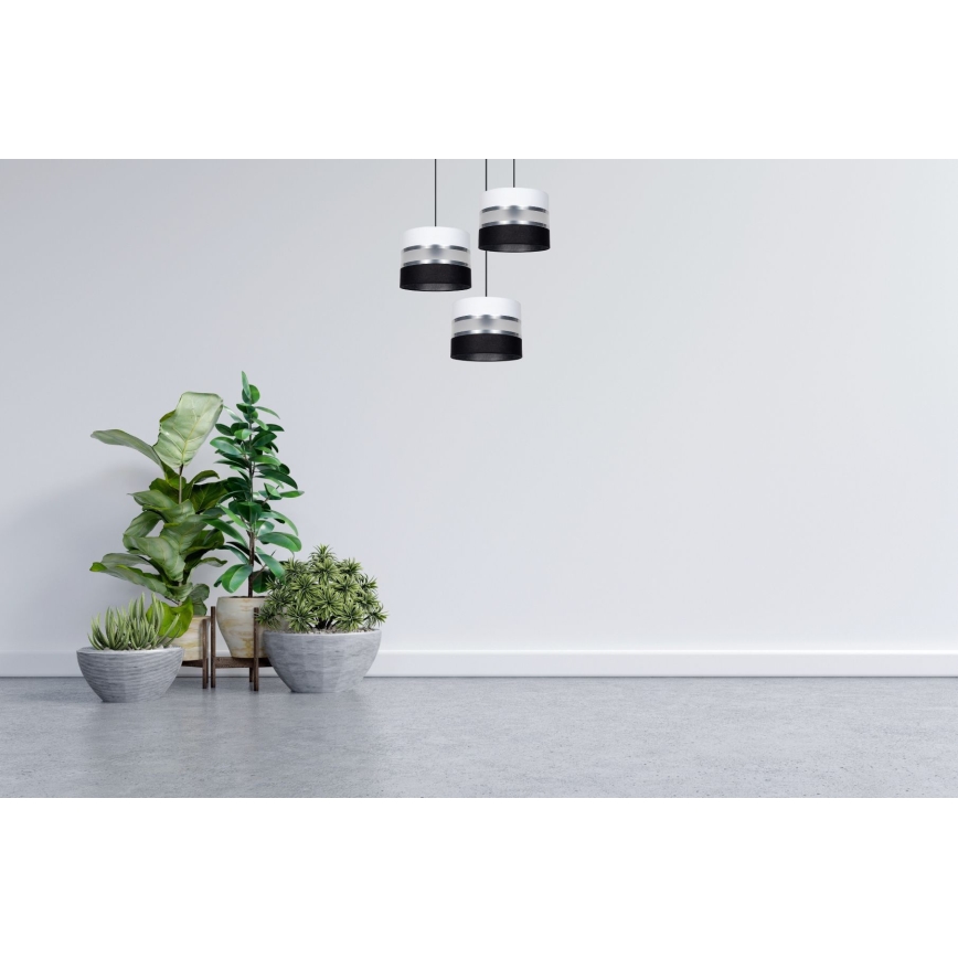 Candeeiro suspenso CORAL 3xE27/60W/230V preto/branco/cromado mate diâmetro 45 cm