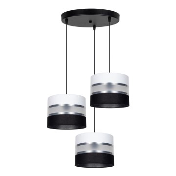 Candeeiro suspenso CORAL 3xE27/60W/230V preto/branco/cromado mate diâmetro 45 cm