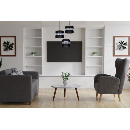 Candeeiro suspenso CORAL 3xE27/60W/230V preto/cromado mate diâmetro 45 cm