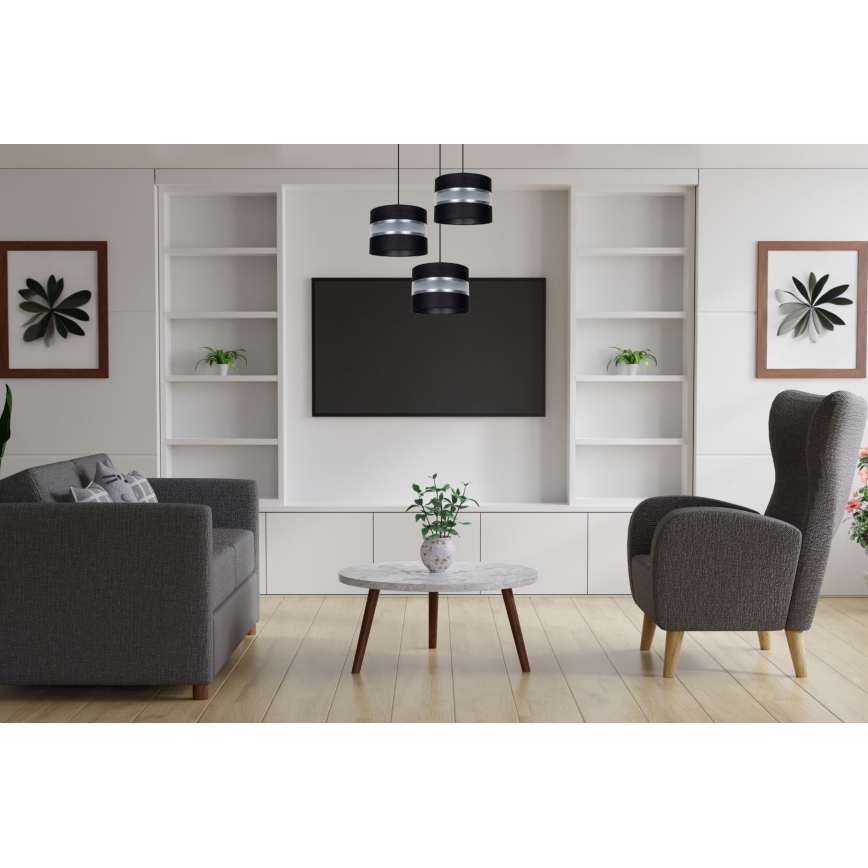 Candeeiro suspenso CORAL 3xE27/60W/230V preto/cromado mate diâmetro 45 cm