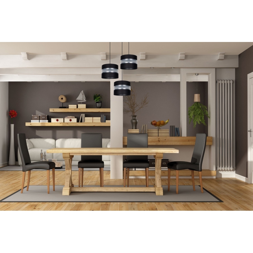 Candeeiro suspenso CORAL 3xE27/60W/230V preto/cromado mate diâmetro 45 cm