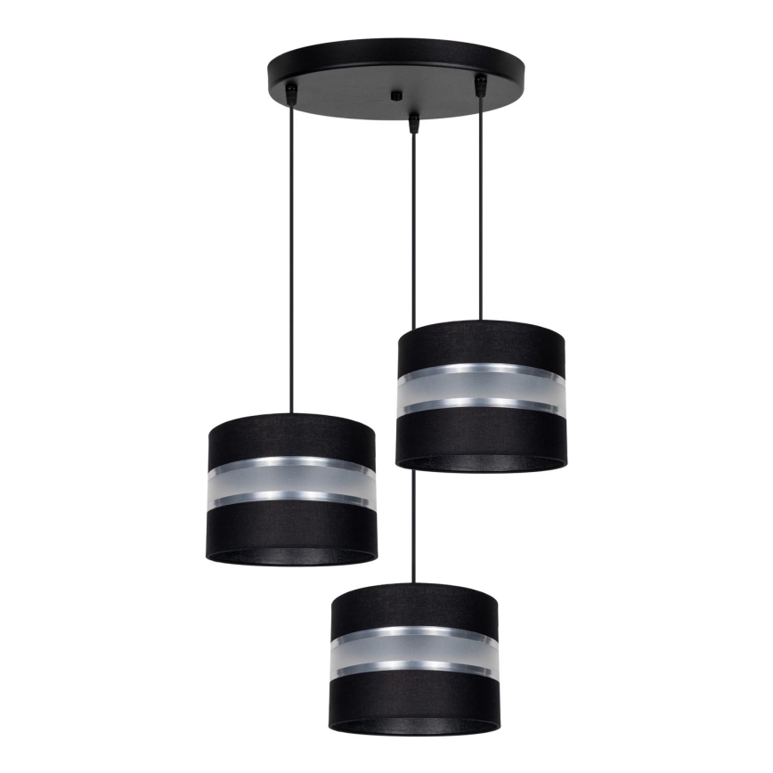 Candeeiro suspenso CORAL 3xE27/60W/230V preto/cromado mate diâmetro 45 cm