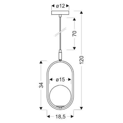 Candeeiro suspenso CORDEL 1xG9/28W/230V dourado
