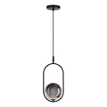 Candeeiro suspenso CORDEL 1xG9/28W/230V preto/fumado preto