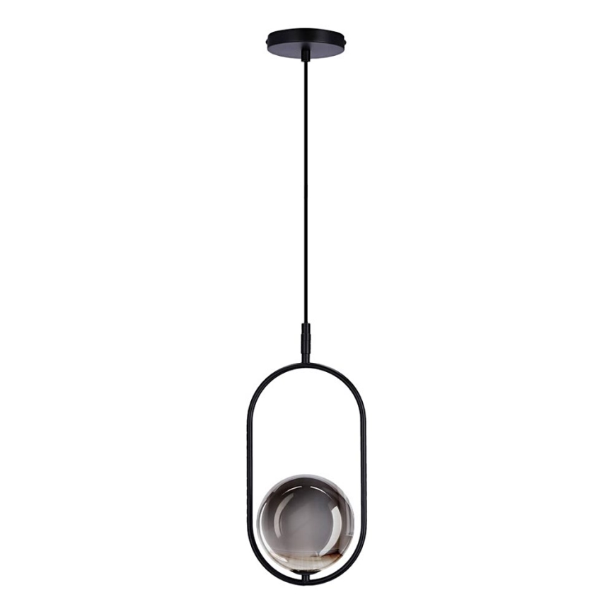 Candeeiro suspenso CORDEL 1xG9/28W/230V preto/fumado preto