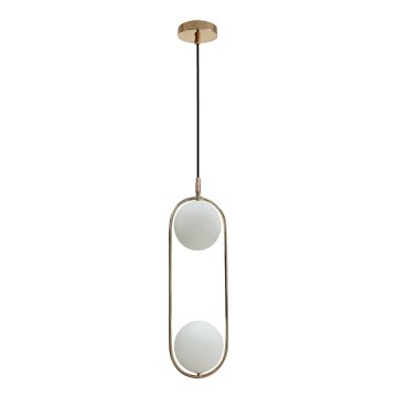Candeeiro suspenso CORDEL 2xG9/28W/230V dourado