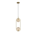 Candeeiro suspenso CORDEL 2xG9/28W/230V latão/fumado bege