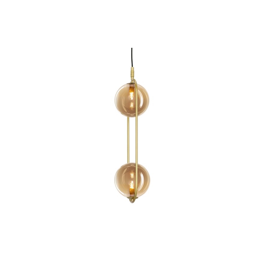 Candeeiro suspenso CORDEL 2xG9/28W/230V latão/fumado bege