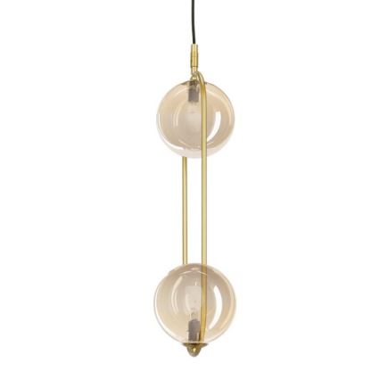Candeeiro suspenso CORDEL 2xG9/28W/230V latão/fumado bege