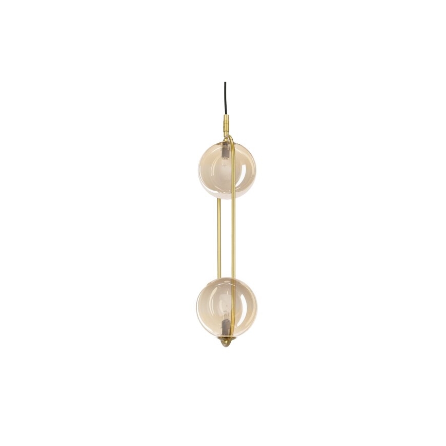 Candeeiro suspenso CORDEL 2xG9/28W/230V latão/fumado bege