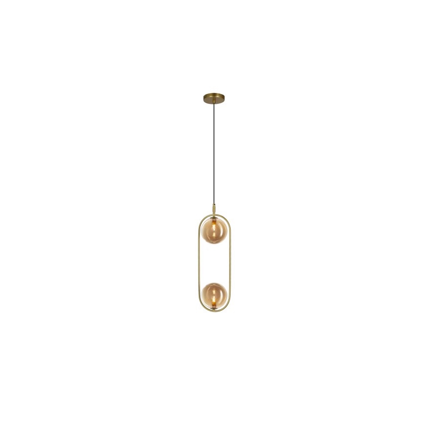 Candeeiro suspenso CORDEL 2xG9/28W/230V latão/fumado bege