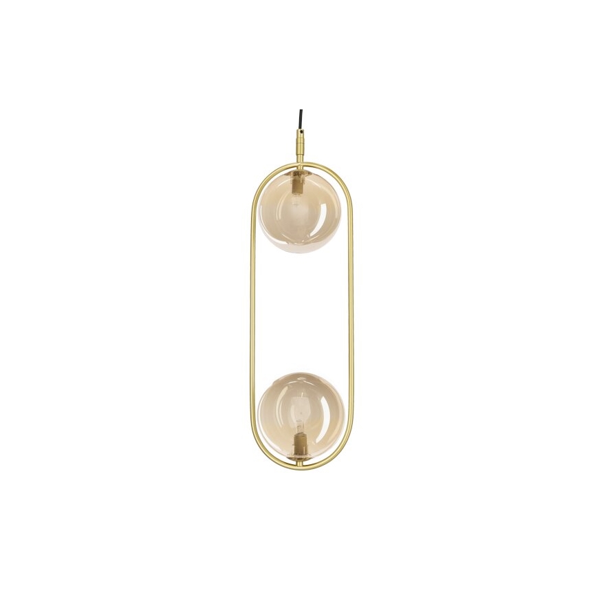 Candeeiro suspenso CORDEL 2xG9/28W/230V latão/fumado bege