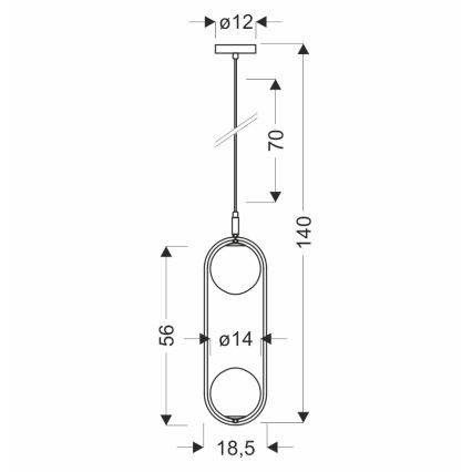 Candeeiro suspenso CORDEL 2xG9/28W/230V preto/fumado preto