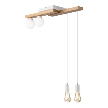 Candeeiro suspenso CORTINA 2xE27/15W/230V + 2xG9/5W/230V branco/carvalho